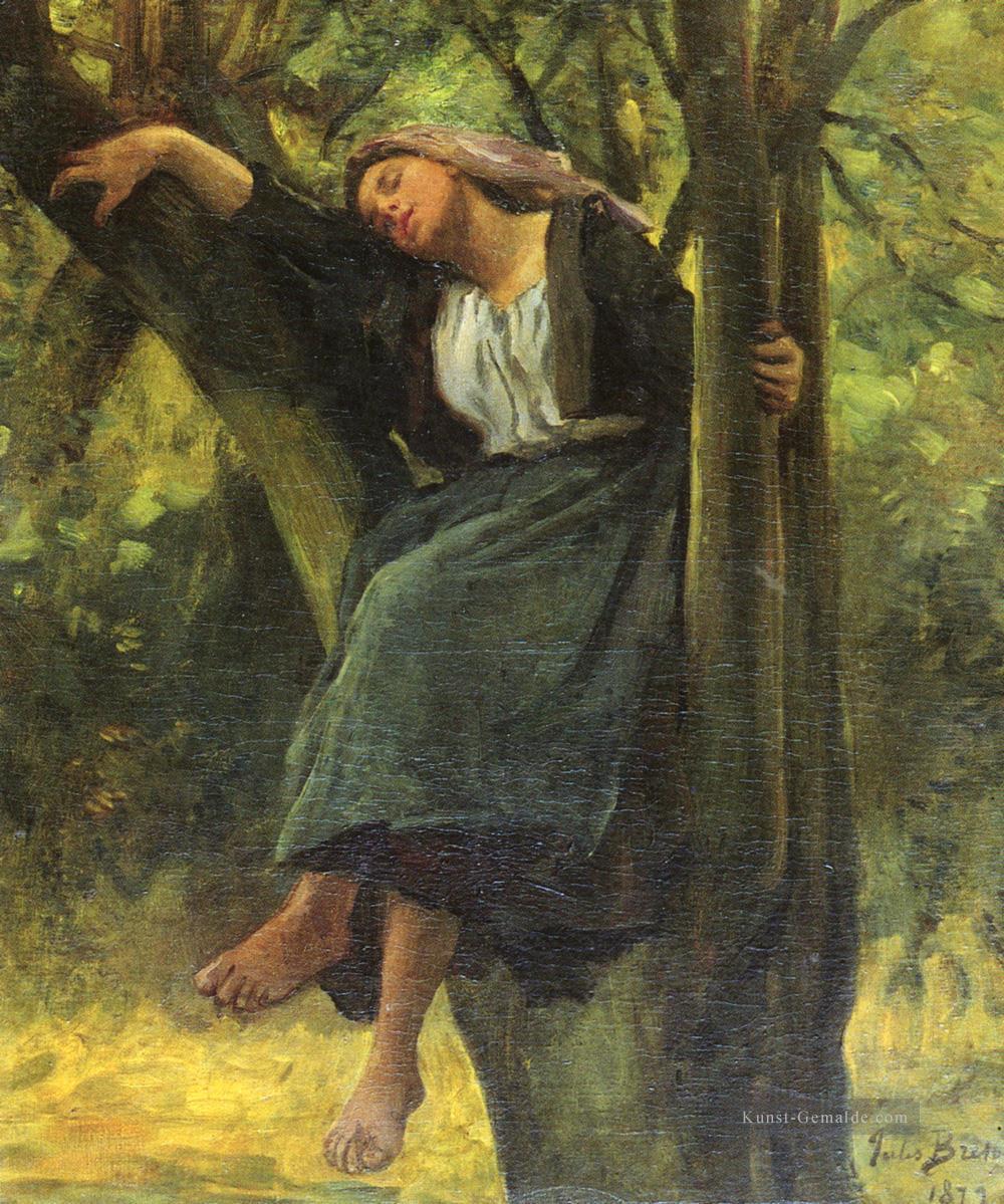 Französisch 1827Asleep Im Wald Landschaft Realist Jules Breton Ölgemälde